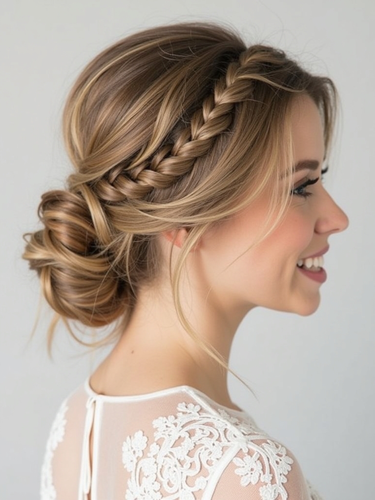 Half Up Half Down Bridesmaid Hair with a Fishtail Braid