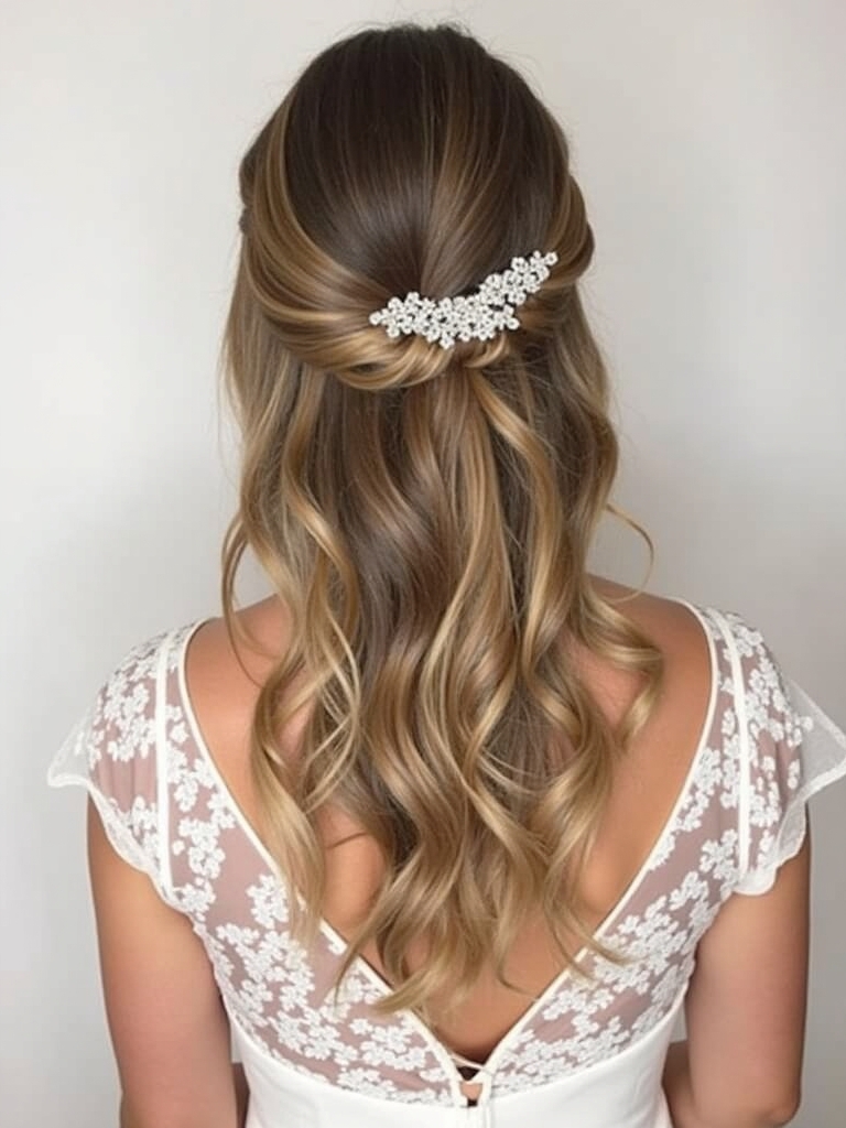 Sleek and Straight Half Up Half Down Bridesmaid Hair