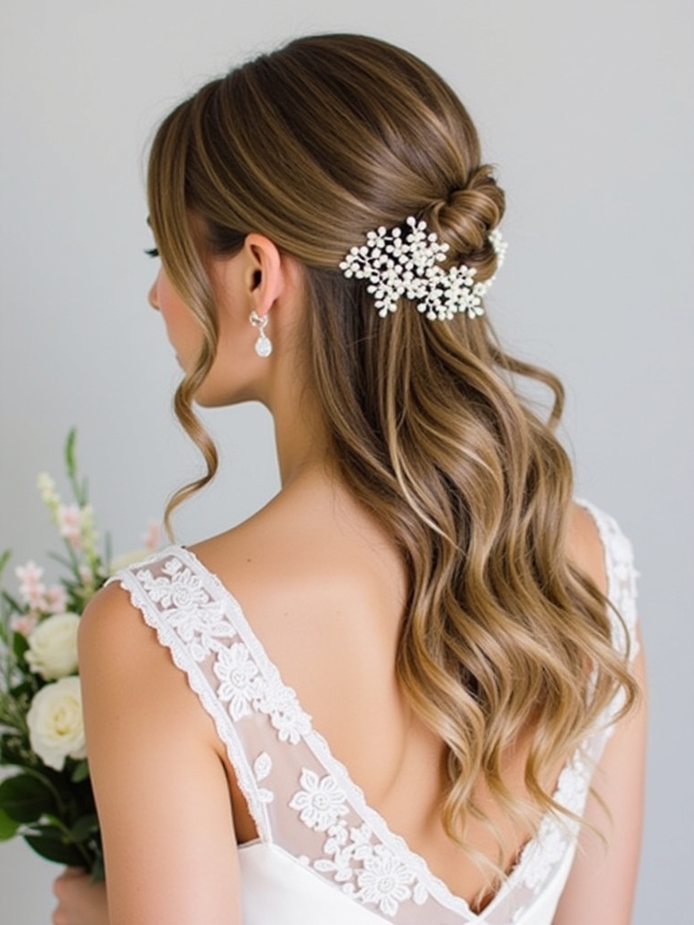 Grecian Inspired Half Up Half Down Wedding Hairstyle